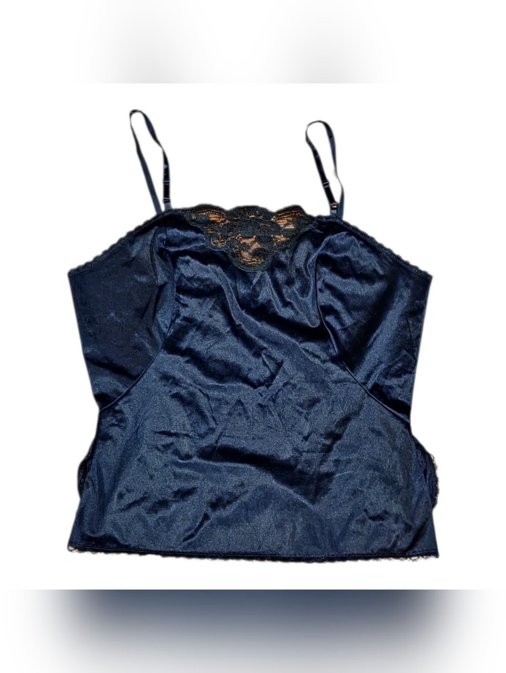 Vintage 70s 80s Sears Black Lace Camisole Dark Romantic Goth Size 38 Medium - Picture 3 of 6
